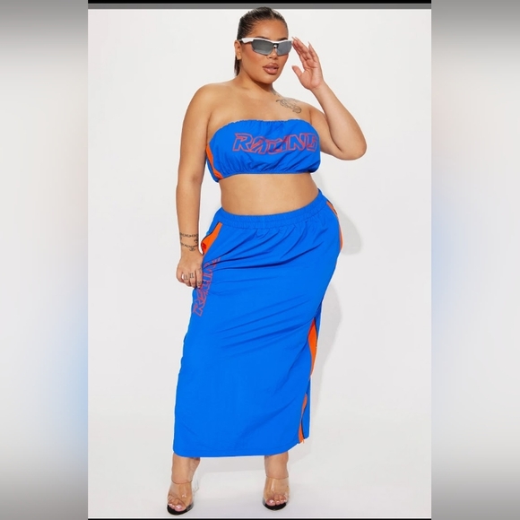NWT 🔥 Fashion Nova Race to the finish line skirt set. Women's Plus Size 1X - Picture 1 of 10